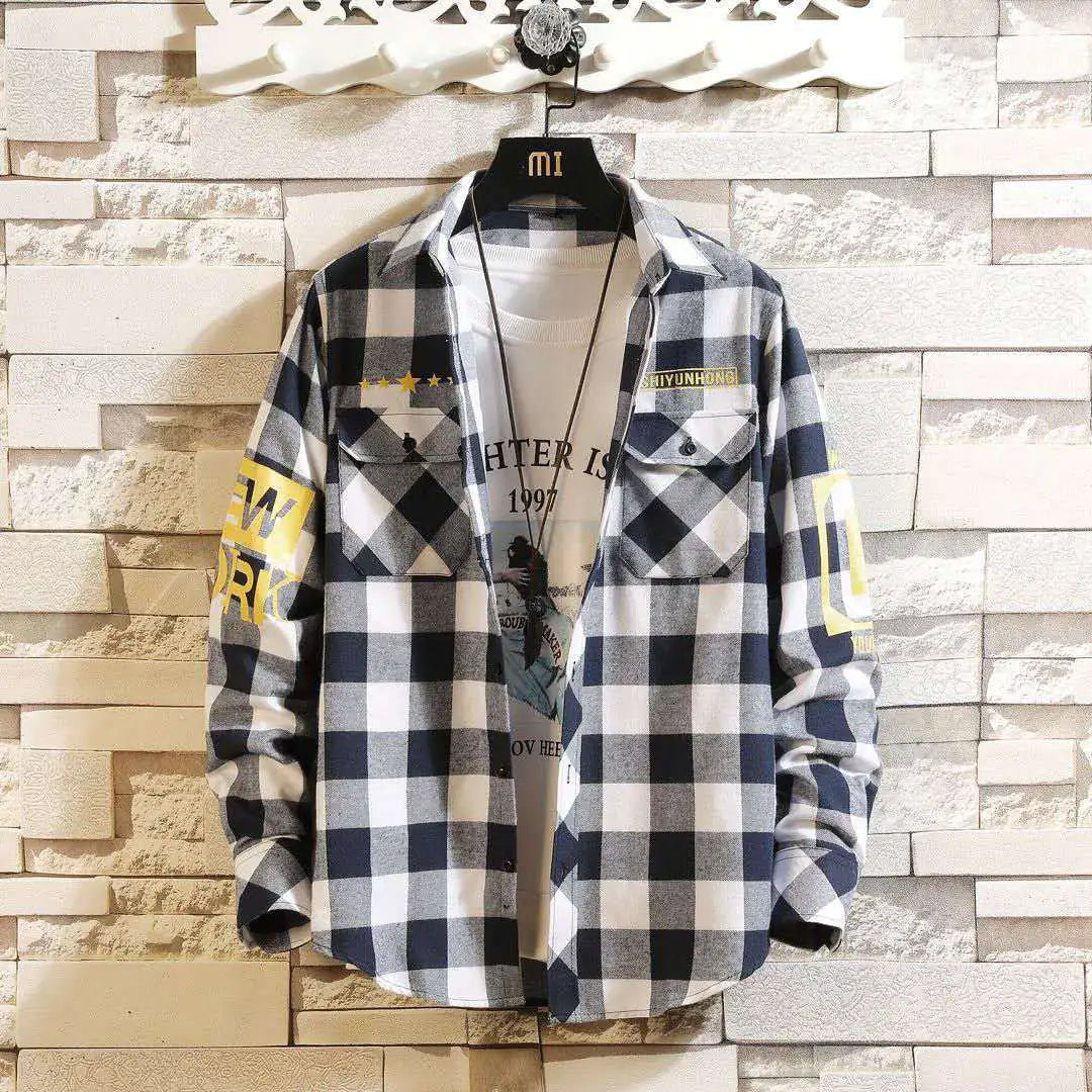 Men's Sleek Plaid Casual Shirt